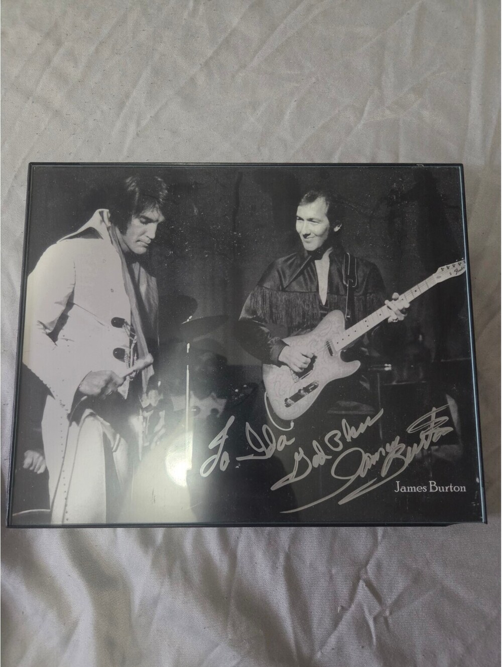 James Burton Signed Elvis Presley Photo Framed TCB Guitarist Autograph 8x10